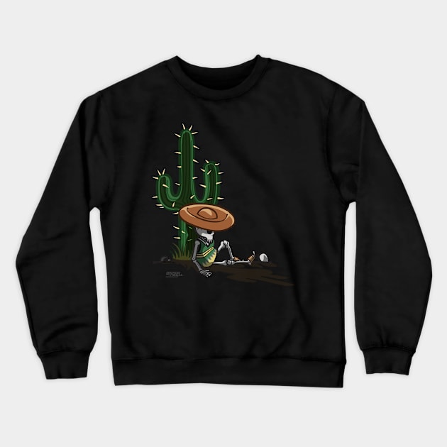 Cactus and skeleton at night in the desert Crewneck Sweatshirt by LEGADOVISUAL